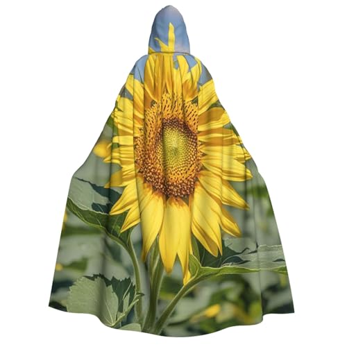 GlbnSHeric Kapuzenumhang Unisex Halloween Kapuzenumhang Goldgelbe Sonnenblume Kapuzenmantel Halloween Umhang Cosplay Kostüme von GlbnSHeric