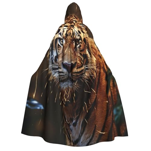 GlbnSHeric Kapuzenumhang Unisex Halloween Kapuzenumhang Leopard im Wald Kapuzenmantel Halloween Umhang Cosplay Kostüme von GlbnSHeric