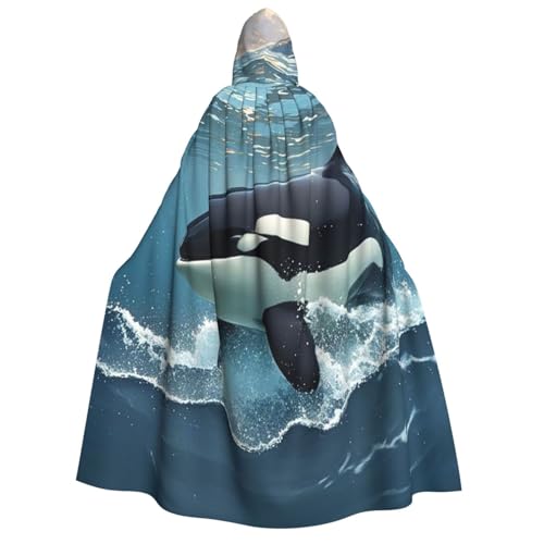 GlbnSHeric Kapuzenumhang Unisex Halloween Kapuzenumhang Orca Killer Wal Kapuzenmantel Halloween Umhang Cosplay Kostüme von GlbnSHeric