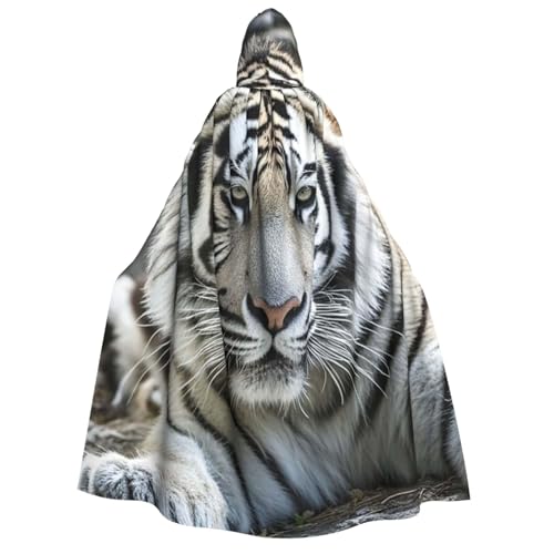 GlbnSHeric Kapuzenumhang Unisex Halloween Kapuzenumhang Schwarz und Weiß Tiger Kapuzenmantel Halloween Umhang Cosplay Kostüme von GlbnSHeric