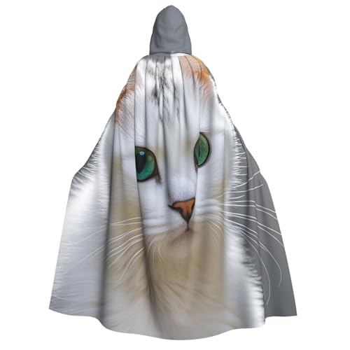 GlbnSHeric Kapuzenumhang Unisex Halloween Kapuzenumhang süße weiße Katze Kapuzenmantel Halloween Umhang Cosplay Kostüme von GlbnSHeric