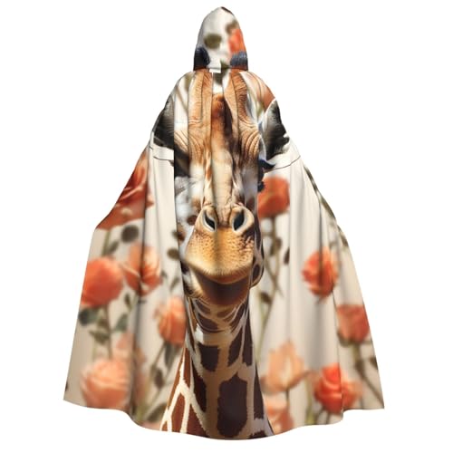 GlbnSHeric Kapuzenumhang Unisex Halloween Kapuzenumhang unter Blumen Giraffe Kapuzenmantel Halloween Umhang Cosplay Kostüme von GlbnSHeric