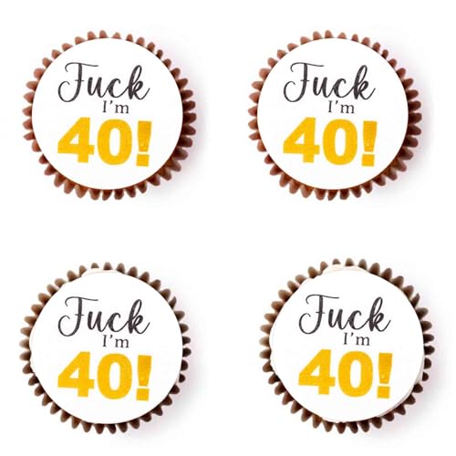 Gleevio 40 Stück Essbare Muffin Deko 40. Geburtstag,Cupcake Topper 40. Geburtstag Deko,Essbare Tortendeko 40 Geburtstag Männer Frauen,Esspapier Kuchendeko 40. Geburtstag,Cupcake Deko 40 Geburtstag von Gleevio