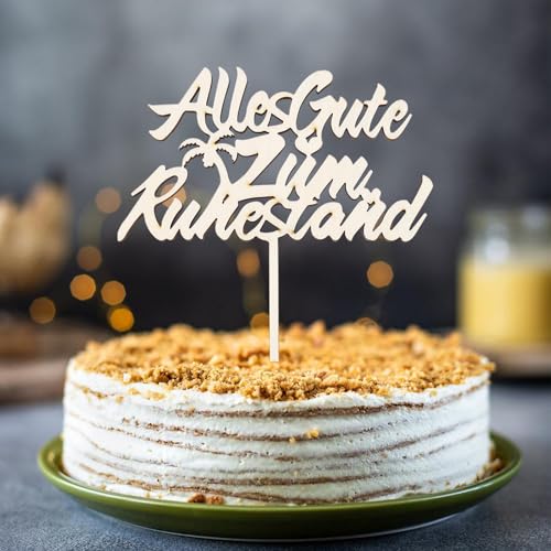 Gleevio Alles Gute zum Ruhestand Cake Topper Holz,Tortendeko Ruhestand,Rente Deko Kuchen,Ruhestand Deko Torte,Endlich Rentner Cake Topper,Ruhestand Tortenstecker Happy Retirement Party Deko von Gleevio