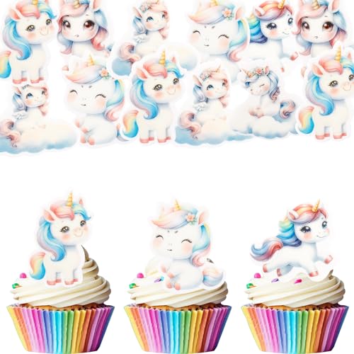 Gleevio Einhorn Tortendeko Mädchen Essbar, 48 Stück Essbare Einhorn Muffin Deko, Esspapier Tortendeko Kindergeburtstag, Cupcake Deko Mädchen, Unicorn Kuchendeko für Kinder Mädchen Junge Geburtstag Gleevio Einhorn Tortendeko Mädchen Essbar, 48 Stück Essbare Einhorn Muffin Deko, Esspapier Tortendeko Kindergeburtstag, Cupcake Deko Mädchen, Unicorn Kuchendeko für Kinder Mädchen Junge Geburtstag von Gleevio
