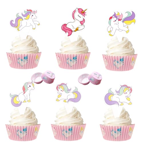 Gleevio Tortendeko Einhorn Muffin Deko,24 Stück Unicorn Cupcake Deko,100 Stück Einhorn Muffinförmchen Papier Ø 5 cm,Cupcake Förmchen Kindergeburtstag,Tortendeko Mädchen,Unicorn Kuchendeko Geburtstag Gleevio Tortendeko Einhorn Muffin Deko,24 Stück Unicorn Cupcake Deko,100 Stück Einhorn Muffinförmchen Papier Ø 5 cm,Cupcake Förmchen Kindergeburtstag,Tortendeko Mädchen,Unicorn Kuchendeko Geburtstag von Gleevio