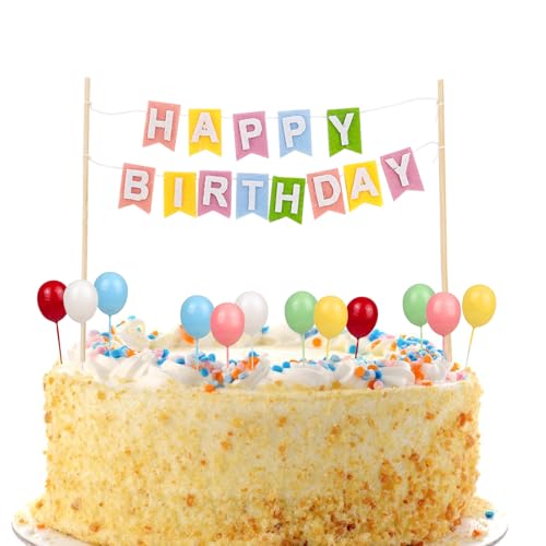 Gleevio Happy Birthday Tortendeko Girlande, Bunt Cake Topper Geburtstag Banner Filz, Regenbogen Tortendeko Geburtstag, Happy Birthday Kuchen Deko, mit 12 Mini Bunt Kugeln Geburtstagstorte Deko Gleevio Happy Birthday Tortendeko Girlande, Bunt Cake Topper Geburtstag Banner Filz, Regenbogen Tortendeko Geburtstag, Happy Birthday Kuchen Deko, mit 12 Mini Bunt Kugeln Geburtstagstorte Deko von Gleevio