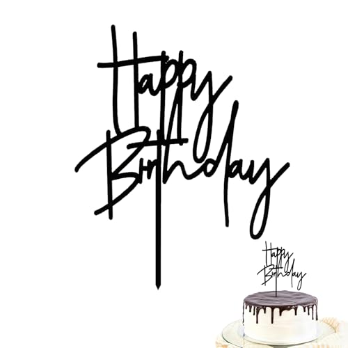 Gleevio Schwarz Happy Birthday Tortendeko, Cake Topper Geburtstag für Mädchen Jungen Frauen Mann, Acryl Tortendeko Geburtstag Kuchen Deko, Happy Birthday Deko Torten, Geburtstagsdeko Kuchen 10x13,5cm Gleevio Schwarz Happy Birthday Tortendeko, Cake Topper Geburtstag für Mädchen Jungen Frauen Mann, Acryl Tortendeko Geburtstag Kuchen Deko, Happy Birthday Deko Torten, Geburtstagsdeko Kuchen 10x13,5cm von Gleevio
