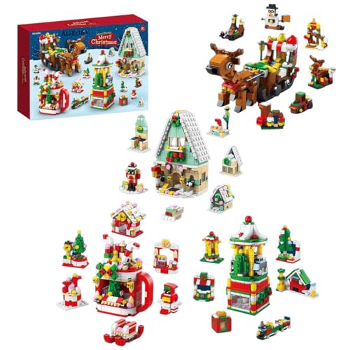 Glimetal Adventskalender 2023 Weihnachtskalender mit 24 Geschenken inkl. Rentier Sleigh, Auto, Weihnachtsbaum, Haus Bausatz 24 Stück Spiel Klemmbausteine für Kinder Erwachsene von Glimetal