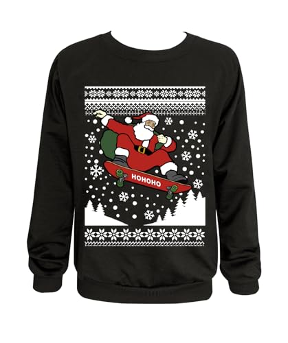 Glimnerize Weihnachten Kinder Langärm Sweatshirt Christmas Weihnachtsmann Weihnachtspullover Rundhals Pullover Schwarz - Skateboard Weihnachtsmann 140 Glimnerize Weihnachten Kinder Langärm Sweatshirt Christmas Weihnachtsmann Weihnachtspullover Rundhals Pullover Schwarz - Skateboard Weihnachtsmann 140 von Glimnerize