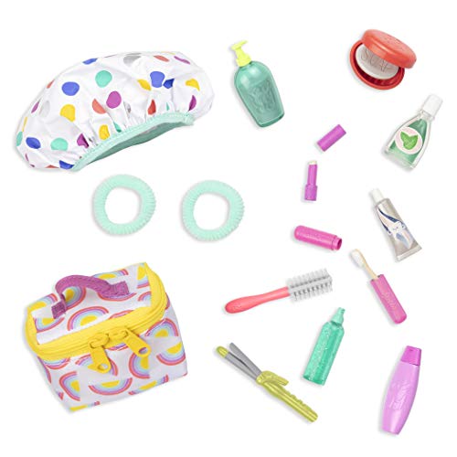 Glitter Girls Puppenzubehör – Reise und Kulturbeutel Zubehör Set mit Schminke, Lockenstab und mehr – Accessoires für 36 cm Puppen, Puppenhaus Puppenmöbel Spielzeug für Kinder ab 3 Jahre (16 Teile) von Glitter Girls