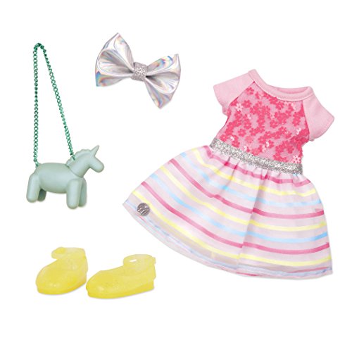 Glitter Girls Puppenkleidung 36 cm Puppen Outfit – Kleid, Einhorn Tasche, Schleife und Schuhe – Zubehör für Puppen, Spielzeug ab 3 Jahren von Glitter Girls