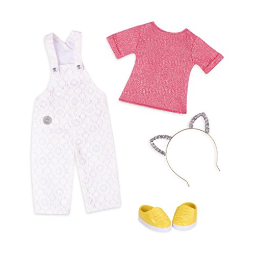 Glitter Girls GG50118Z Glisten & Glam - Lace Overalls & Cat Glisten and Glam – Spitzenoverall und Katzenohren Deluxe Outfit – 36 cm Puppenkleidung und Zubehör für Mädchen ab 3 Jahren, verschieden von Glitter Girls