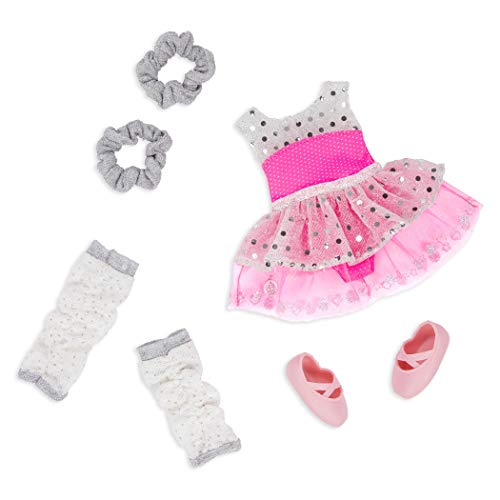 Glitter Girls GG50158Z 14” Doll Puppenkleidung 36 cm Ballerina Outfit – Kleid, Stulpen Top und Ballettschuhe – Zubehör für Puppen, Spielzeug ab 3 Jahren, Herzen, Sterne, Pink, 14 inches von Glitter Girls