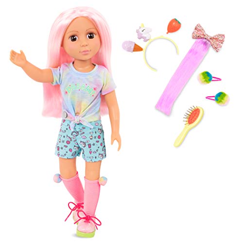 Glitter Girls Puppe zum Frisieren Nixie – Bewegliche 36 cm Puppe mit Extensions, Haarspangen, Kleidung, Zubehör – Spielzeug ab 3 Jahre (15 Teile) von Glitter Girls