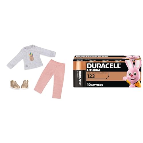 Glitter Girls Puppenkleidung 36 cm Puppen Dressed to Dazzle Outfit – Hose, Top und Schuhe – Zubehör für Puppen, Spielzeug ab 3 Jahren + Duracell High Power Lithium 123 Batterie 3 V (CR123 / CR123A / C von Glitter Girls