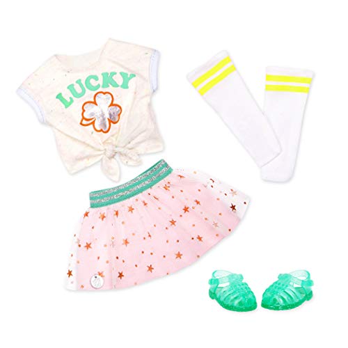 Glitter Girls Puppenkleidung 36 cm Puppen Kleeblatt Outfit – Oberteil, Tüllrock, Kniestrümpfe und Schuhe – Zubehör für Puppen, Spielzeug ab 3 Jahren von Glitter Girls