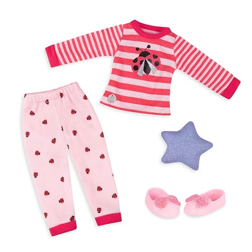 Glitter Girls Puppenkleidung 36 cm Puppen Marienkäfer Schlafanzug Outfit – Oberteil, Hose und Hausschuhe – Zubehör für Puppen, Spielzeug ab 3 Jahren, Verschieden von Glitter Girls