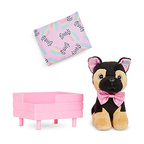 Glitter Girls Puppenzubehör – Kuscheltier Hund Deutscher Schäferhund Jax mit Hundebett und Hundekissen – Accessoires für 36 cm Puppen, Plüschtier Spielzeug für Kinder ab 3 Jahre (3 Teile) von Glitter Girls