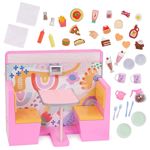 Glitter Girls – Restaurant Puppenzubehör – Puppenhaus Zubehör für 36 cm Puppen – Puppenzubehör Möbel mit Spielzeug-Essen – Pfannkuchen, Milchshakes, Burger und mehr – Spielzeug für Kinder ab 3 Jahren von Glitter Girls