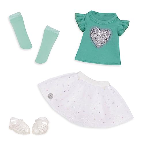 Glitter Girls Puppenkleidung 36 cm Puppen Glitzer T-Shirt und Tüllrock Outfit – Oberteil, Rock und Schuhe – Zubehör für Puppen, Spielzeug ab 3 Jahren von Glitter Girls