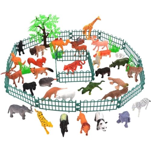 Glixoft 53 Stück Dschungeltiere Figuren Zoo Modell Set Simulation Tierwelt Schönes Zuhause Statue Ornament Für Cupcake Topper von Glixoft