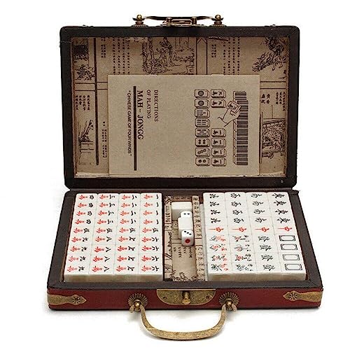 Glixoft Kleines Chinesisches Majong-set, 144-teiliges Mahjong-Fliesen-set, 2 Würfel Und Tragetasche, Reise-mahjong-set Für Familienparty-tischspiele von Glixoft