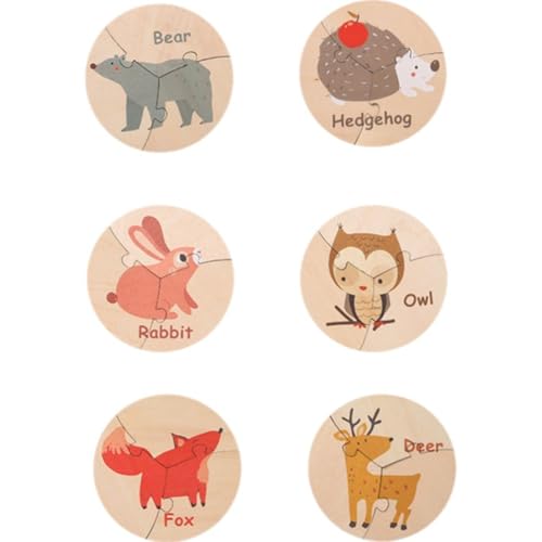 Holzpuzzles Für Kleinkinder, Kreisförmiges Tierpuzzleset, Puzzles Montessori-Spielzeug, Frühpädagogische Puzzles Für Babys von Glixoft