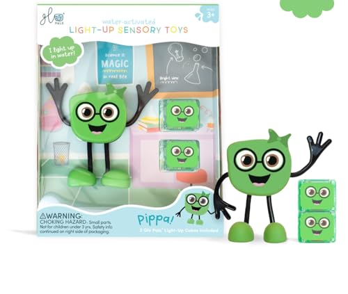 Glo Pals - Pippa Badefigur - Wasser-Sensorwürfel, Leuchtend im Wasser | Badespielzeug | grün | 2 Würfel, 1 Charakter von Glo Pals