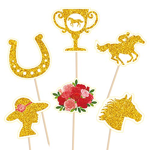 144 Stück Kentucky Horse Derby Cupcake-Topper Dekorationen – Pferderennen, Vorspeisen, Zahnstocher, Sticks für Lebensmittel, Party-Zubehör von GloDreAm