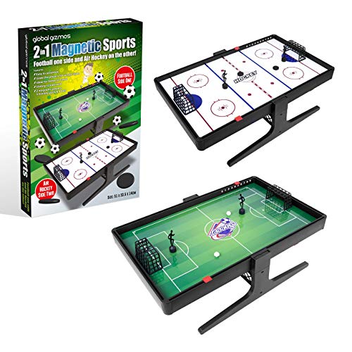 Global Gizmos 55649 2-in-1 Magnetspiel Fußball & Airhockey | Einfach zu montieren - Ideal für Zuhause oder Reisen | Schiebe-Anzeigetafel | Tragbarer Sporttisch von Global Gizmos