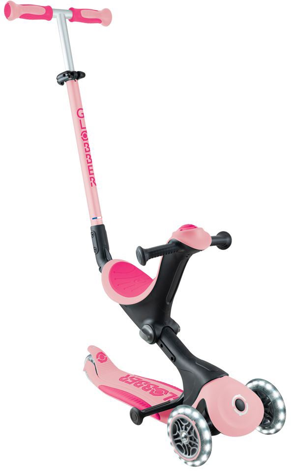 Globber Go-Up Deluxe Lights 3-rädriger Tretroller, Pastel Pink von Globber