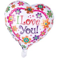 Herz-Ballon "I Love You" mit Blumenmuster, 35cm von Globos Europe BV