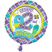 Folienballon "Happy 2nd Birthday" mit Monster-Motiv von Globos Nordic