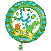 Folienballon "Happy 4th Birthday" mit Dinosauriermotiv von Globos Nordic