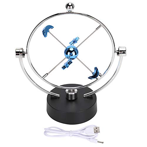 Glomora Perpetual Motion Schreibtischspielzeug, Stern-Mond-Planetensystem, farbige USB-Batterie, Tischskulptur für Arbeitszimmer und Schulbüro, Schreibtischskulptur von Glomora