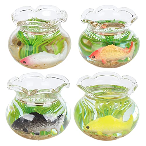 Glomora Puppenhaus-Fischschale, Miniatur-Glas-Goldfischschale, DIY-Fischschale, Glas-Aquarium, Puppenhaus-Zubehör, pädagogisches Training für Kinder von Glomora