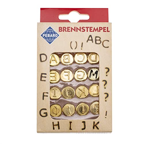 GLOREX 6 1671 004 - Pebaro Brennstempel Set, 16-teilig, mit Buchstaben von A - L aus Messing, zum Einschrauben für Pebaro Brandmalkolben von Glorex