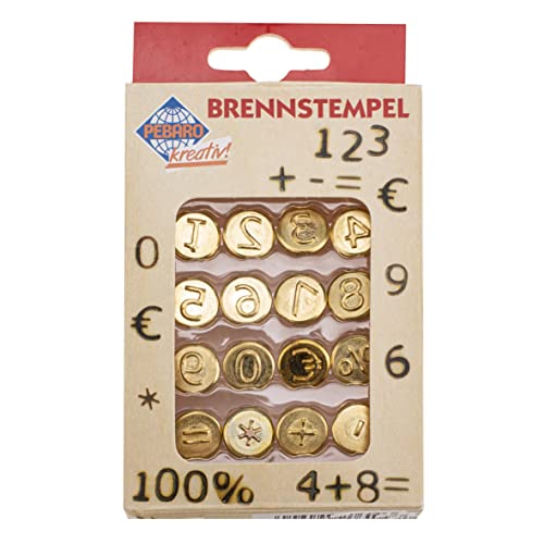 GLOREX 6 1671 006 - Pebaro Brennstempel Set, 16-teilig, mit Zahlen und Zeichen aus Messing, zum Einschrauben für Pebaro Brandmalkolben geeignet, Brennen auf Holz, Leder, Kork und anderen Materialien GLOREX 6 1671 006 - Pebaro Brennstempel Set, 16-teilig, mit Zahlen und Zeichen aus Messing, zum Einschrauben für Pebaro Brandmalkolben geeignet, Brennen auf Holz, Leder, Kork und anderen Materialien von Glorex