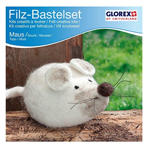 Glorex 6 2902 604 - Kreatives Filz Bastelset Maus, Filzset mit Trockenfilzwolle, fertige Figur ist ca. 12 x 6 cm groß von Glorex