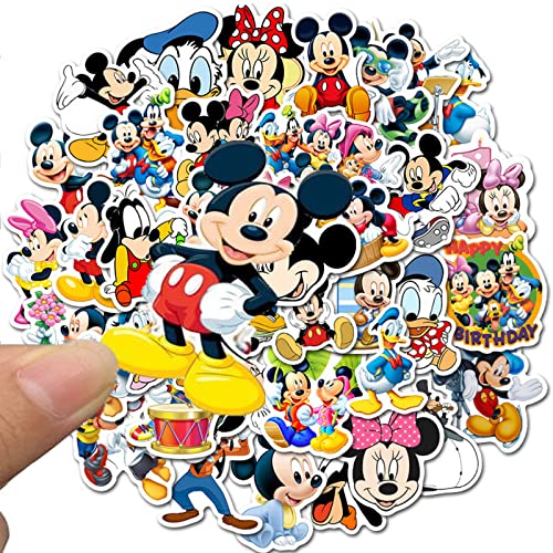 Gloryit 100Pcs Mickey Maus Aufkleber Stickers Wasserdicht Vinyl Aufkleber Vinyl Wasserdicht Graffiti Stickers für Laptop Skateboard Gepäckaufbewahrung Fahrrad Kinder DIY Decal Sticker von Gloryit