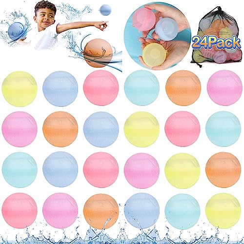 Glovios 24PCS Wiederverwendbare wasserbomben,selbstdichtende Silikon-Wasserbälle,Schnell befüllbare weiche,Spritzbälle für Wasserkämpfe,Wasserspielzeug für Kinder,Wasserkampfspiel für Sommer (24PCS) Glovios 24PCS Wiederverwendbare wasserbomben,selbstdichtende Silikon-Wasserbälle,Schnell befüllbare weiche,Spritzbälle für Wasserkämpfe,Wasserspielzeug für Kinder,Wasserkampfspiel für Sommer (24PCS) von Glovios