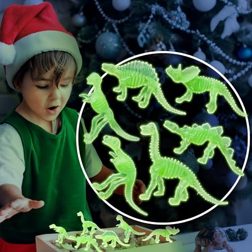 Mini-Dinosaurier-Spielzeug-Set, leuchtet im Dunkeln, ideal für Geburtstagsgeschenktüten oder Partygeschenke, Geschenktüten, Osterkörbe und Weihnachtsstrumpffüller, 12-teilig von Glow Fever