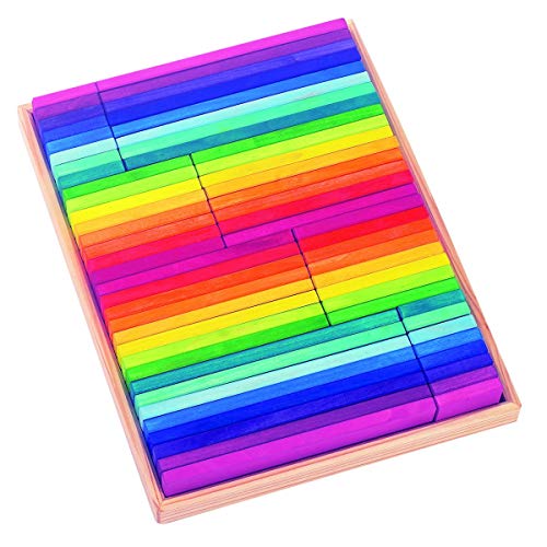 Glückskäfer 523302 Bauklötze im Kasten, Regenbogenfarben, 64 Teile von Glückskäfer