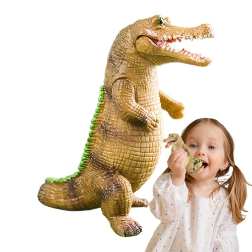 Alligator -Spielzeug, Spielzeug Alligatoren für Kinder | Stehende Krokodildekoration,Realistische Alligator -Figurensammlung Bildungsrequisiten mit rotbaren Armen und beweglichen Kiefern von Glugahrif