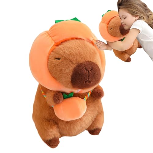 Capybara Plüsch, Capybara Stofftier - Weiche Capybara-Plüschpuppe mit Gemüsemotiv - 28 cm großes Capybara-Plüschspielzeug mit und Tasche, niedliche Heimdekoration für Wohnzimmer, Schlafzimmer, Arbeits von Glugahrif