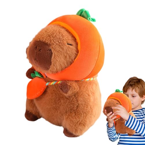 Capybara Stofftier, Capybara Plüschtier,Weiche Capybara-Plüschpuppe mit Gemüsemotiv | 28 cm großes Capybara-Plüschspielzeug mit und Tasche, niedliche Heimdekoration für Wohnzimmer, Schlafzimmer, Arbei von Glugahrif