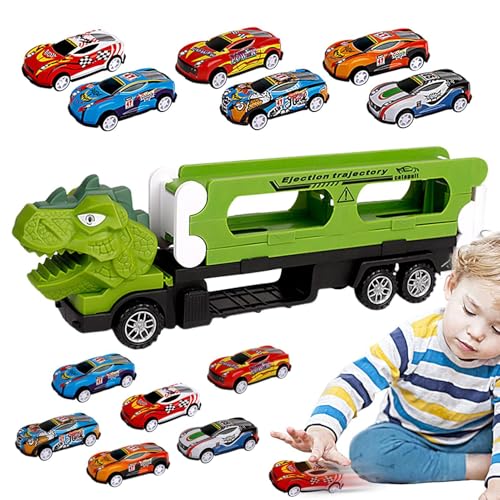 Dinosaurier-Lkw für , Dinosaurier-Auto-Truck, Schiebestrecken-Spielzeug, Spielzeug für Kleinkinder, Transporter mit 12 Spielzeugautos, Lernspielzeug für von Glugahrif