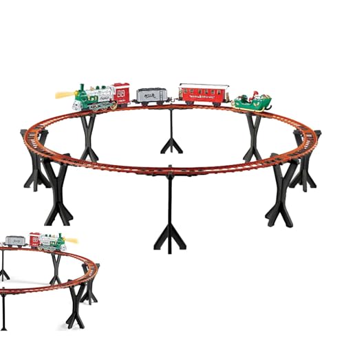 Elektrisches Eisenbahnset für den Weihnachtsbaum,Weihnachtsspielzeugeisenbahnset,Weihnachtszugwagen - Echte Zuggeräusche und funktionierende Scheinwerfer, künstliche Baumdekoration, Bahnstrecke für un von Glugahrif