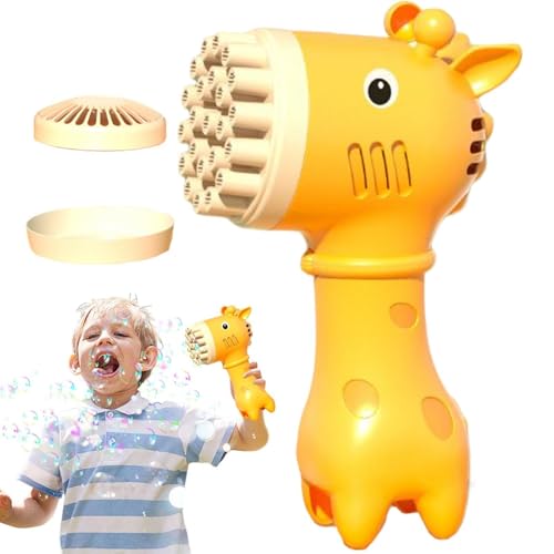 Giraffe Bubble Machine, Bubble Machine für Kinder - 2-in-1 Cartoon Giraffe Bubble Blower - Cooles Spielzeug im Freien, Handspielzeug für Handheld -Kühllüfter mit 23 Löchern für Partybevorzugungen, Geb von Glugahrif